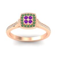 Amethyst Fashion Ring In 18K Rose Gold With Emerald And Lab Diamond – Kazipu Statement Ring