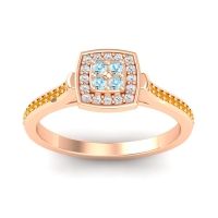 Aquamarine Fashion Ring In 18K Rose Gold With Lab Diamond And Citrine – Kazipu Statement Ring