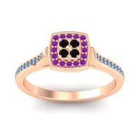 Black Onyx Fashion Ring In 18K Rose Gold With Amethyst And Swiss Blue Topaz – Kazipu Statement Ring