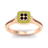 Black Onyx Fashion Ring In 18K Rose Gold With Peridot And Garnet – Kazipu Statement Ring