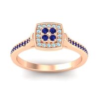 Blue Sapphire Fashion Ring In 18K Rose Gold With Aquamarine – Kazipu Statement Ring
