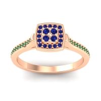 Blue Sapphire Fashion Ring In 14K Rose Gold With Emerald – Kazipu Statement Ring
