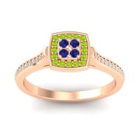 Blue Sapphire Fashion Ring In 18K Rose Gold With Peridot And Lab Diamond – Kazipu Statement Ring