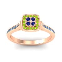 Blue Sapphire Fashion Ring In 18K Rose Gold With Peridot And Swiss Blue Topaz – Kazipu Statement Ring