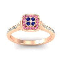 Blue Sapphire Fashion Ring In 18K Rose Gold With Pink Tourmaline And Aquamarine – Kazipu Statement Ring