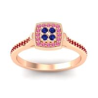 Blue Sapphire Fashion Ring In 18K Rose Gold With Pink Tourmaline And Ruby – Kazipu Statement Ring