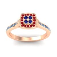 Blue Sapphire Fashion Ring In 18K Rose Gold With Ruby And Swiss Blue Topaz – Kazipu Statement Ring
