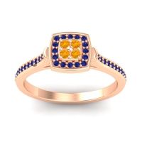 Citrine Fashion Ring In 14K Rose Gold With Blue Sapphire – Kazipu Statement Ring