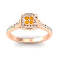 Citrine Fashion Ring In 18K Rose Gold With Lab Diamond And Aquamarine – Kazipu Statement Ring