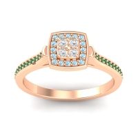 Diamond Fashion Ring In 14K Rose Gold With Aquamarine And Emerald – Kazipu Statement Ring
