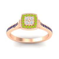 Lab Diamond Fashion Ring In 18K Rose Gold With Peridot And Blue Sapphire – Kazipu Statement Ring