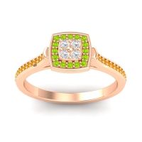 Lab Diamond Fashion Ring In 18K Rose Gold With Peridot And Citrine – Kazipu Statement Ring