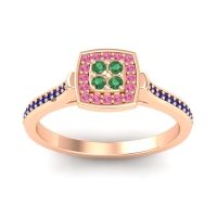 Emerald Fashion Ring In 14K Rose Gold With Pink Tourmaline And Blue Sapphire – Kazipu Statement Ring