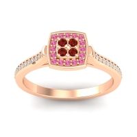 Garnet Fashion Ring In 18K Rose Gold With Pink Tourmaline And Diamond – Kazipu Statement Ring