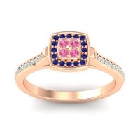 Pink Tourmaline Fashion Ring In 14K Rose Gold With Blue Sapphire And Aquamarine – Kazipu Statement Ring
