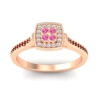 Pink Tourmaline Fashion Ring In 18K Rose Gold With Diamond And Garnet – Kazipu Statement Ring