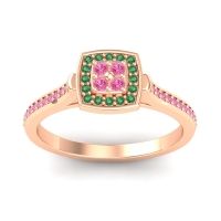 Pink Tourmaline Fashion Ring In 14K Rose Gold With Emerald – Kazipu Statement Ring