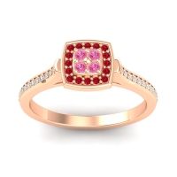 Pink Tourmaline Fashion Ring In 18K Rose Gold With Ruby And Diamond – Kazipu Statement Ring