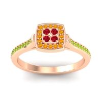 Ruby Fashion Ring In 18K Rose Gold With Citrine And Peridot – Kazipu Statement Ring