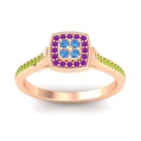 Swiss Blue Topaz Fashion Ring In 18K Rose Gold With Amethyst And Peridot – Kazipu Statement Ring