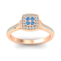 Swiss Blue Topaz Fashion Ring In 14K Rose Gold With Aquamarine – Kazipu Statement Ring