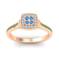 Swiss Blue Topaz Fashion Ring In 14K Rose Gold With Aquamarine And Emerald – Kazipu Statement Ring