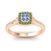 Swiss Blue Topaz Fashion Ring In 14K Rose Gold With Emerald And Aquamarine – Kazipu Statement Ring