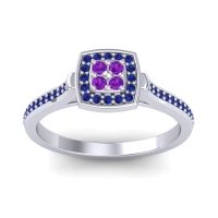 Amethyst Fashion Ring In Palladium With Blue Sapphire – Kazipu Statement Ring