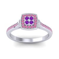 Amethyst Fashion Ring In Palladium With Pink Tourmaline – Kazipu Statement Ring