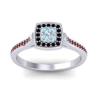 Aquamarine Fashion Ring In Platinum With Black Onyx And Garnet – Kazipu Statement Ring