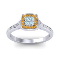 Aquamarine Fashion Ring In Palladium With Citrine And Diamond – Kazipu Statement Ring