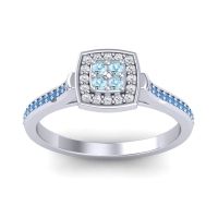 Aquamarine Fashion Ring In Platinum With Lab Diamond And Swiss Blue Topaz – Kazipu Statement Ring