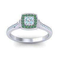 Aquamarine Fashion Ring In Platinum With Emerald – Kazipu Statement Ring