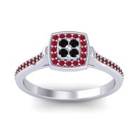 Black Onyx Fashion Ring In Palladium With Ruby And Garnet – Kazipu Statement Ring