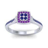 Blue Sapphire Fashion Ring In Palladium With Amethyst – Kazipu Statement Ring