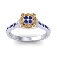 Blue Sapphire Fashion Ring In 14k White Gold With Citrine – Kazipu Statement Ring