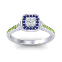 Diamond Fashion Ring In Palladium With Blue Sapphire And Peridot – Kazipu Statement Ring