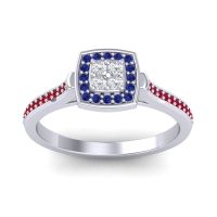 Lab Diamond Fashion Ring In 14k White Gold With Blue Sapphire And Ruby – Kazipu Statement Ring