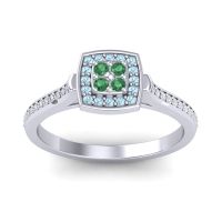 Emerald Fashion Ring In Palladium With Aquamarine And Lab Diamond – Kazipu Statement Ring