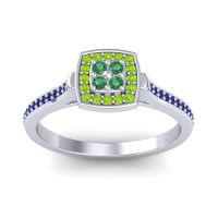 Emerald Fashion Ring In Platinum With Peridot And Blue Sapphire – Kazipu Statement Ring