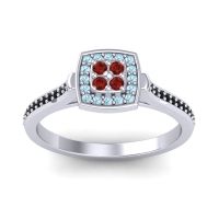 Garnet Fashion Ring In Platinum With Aquamarine And Black Onyx – Kazipu Statement Ring