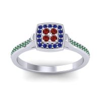Garnet Fashion Ring In Platinum With Blue Sapphire And Emerald – Kazipu Statement Ring