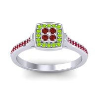 Garnet Fashion Ring In 18k White Gold With Peridot And Ruby – Kazipu Statement Ring