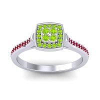 Peridot Fashion Ring In 18k White Gold With Ruby – Kazipu Statement Ring