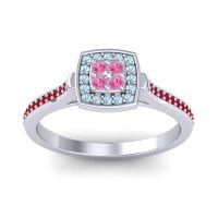 Pink Tourmaline Fashion Ring In Platinum With Aquamarine And Ruby – Kazipu Statement Ring