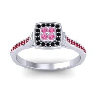 Pink Tourmaline Fashion Ring In Platinum With Black Onyx And Ruby – Kazipu Statement Ring