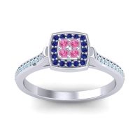 Pink Tourmaline Fashion Ring In 14k White Gold With Blue Sapphire And Aquamarine – Kazipu Statement Ring