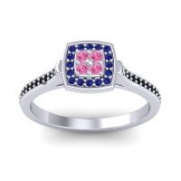 Pink Tourmaline Fashion Ring In Palladium With Blue Sapphire And Black Onyx – Kazipu Statement Ring