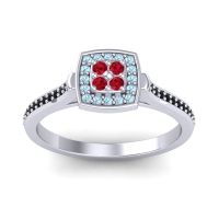 Ruby Fashion Ring In Platinum With Aquamarine And Black Onyx – Kazipu Statement Ring