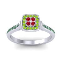 Ruby Fashion Ring In Palladium With Peridot And Emerald – Kazipu Statement Ring